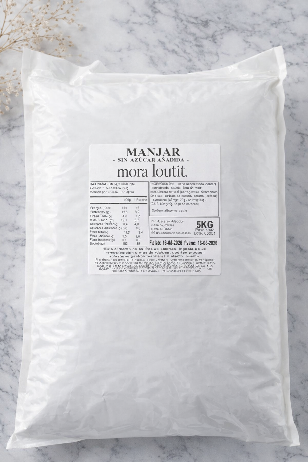 Manjar sin azúcar 5kg bolsa